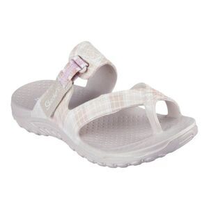 Skechers Reggae Foamies Tartan Charm NATURAL / PINK Blush Size 8 Sandal Slip-On